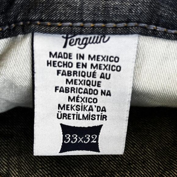 Penguin White Oak Cone Denim Jeans Mens 33x32 Slim Blue Munsingwear Dark Wash - Picture 8 of 12